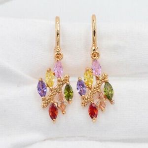 Multi-color gold dangle earrings
